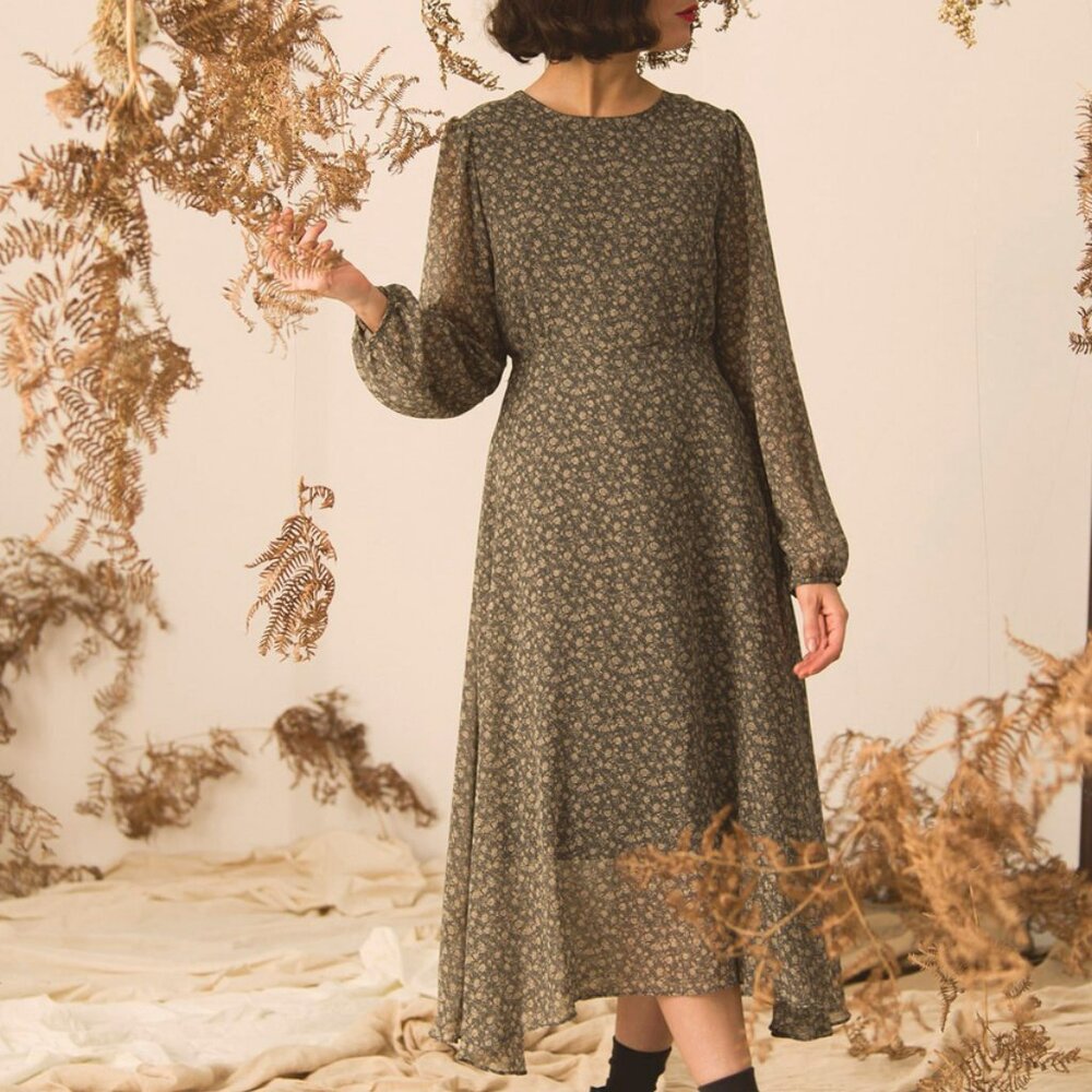 OLIVE Leila Floral Dress Green One Size